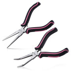 2PCS Mini Needle Nose Pliers Set Smooth Jaws Small Long Nose Pliers and Bent Nose Pliers Jewelry Plier for Jewelry Making, Extra Long Needle Nose Plier for Wire Wrapping Object Gripping - style: Straight & Bent Needle Nose Plier Smooth Jaws