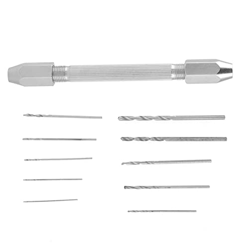 YWBL-WH Double End Pin Vise Chuck with10 pcs Micro Drill Bit Set for Jewelry Watch Carving Repair Tool, Drill