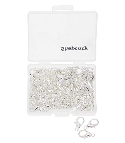 Shapenty Small Metal Alloy Lobster Claw Clasps Clip DIY Necklace Jewelry Finding Making Accessories Fastener Hook, 12mmx6mm, 100PCS (Silver) - color: Silver