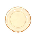 8" Salad Plates - Set of 10 - Plastic Amber Round Disposable Dessert Appetizer Plate with Beaded Rim, Ideal for Dinner Party Wedding Bulk Events - color: Amber, size: 8" Salad Plate, 10 Pack