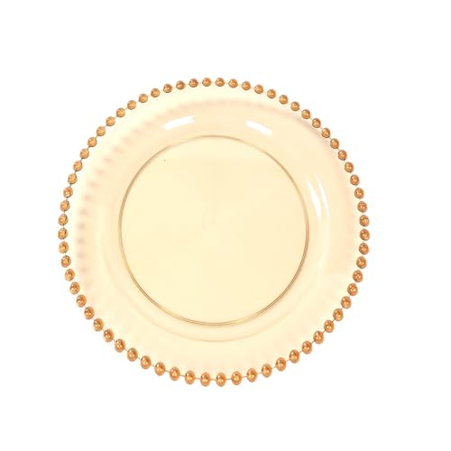8" Salad Plates - Set of 20 - Plastic Amber Round Disposable Dessert Appetizer Plate with Beaded Rim, Ideal for Dinner Party Wedding Bulk Events - color: Amber, size: 8" Salad Plate, 20 Pack
