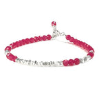 Natural Crystal Cut Bead Bracelet, 925 Silver Faceted Gemstone Jewelry for Women, Handmade Chakra Design Gift for Birthday Christmas Daily Wear - color: Red Ruby