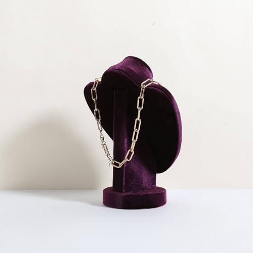 Velvet Necklace display stand for Selling, Jewelry Bust Mannequin for Show, Small Necklace Holder Stand【Purple】 - color: Purple