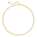 Dremmy Studios Dainty Gold Choker Necklace for Women 14K Gold Plated Coin Disc Figaro Layered Beaded Flat Mariner Sideways Cross Wishbone Link Clavicle Necklaces - style: 3.0mm Snake Chain