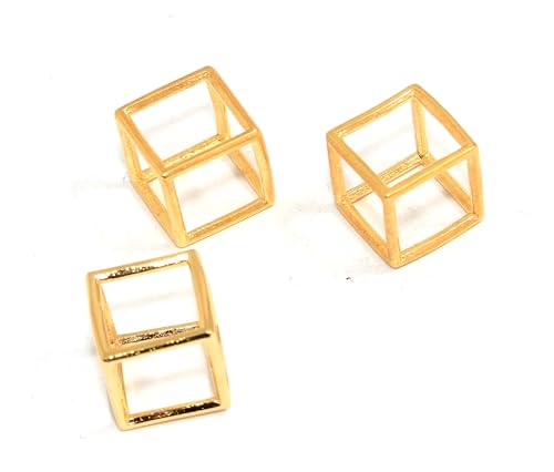 Gold Plated Open Cube Charms 1/3/5/10 pcs, 3D Geometric Cube Pendants, Minimal Square Frame Charms for Jewelry Making