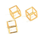 Gold Plated Open Cube Charms 1/3/5/10 pcs, 3D Geometric Cube Pendants, Minimal Square Frame Charms for Jewelry Making
