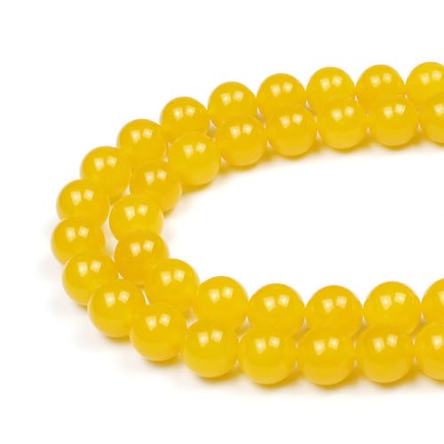 MJDCB Natural Yellow Jade Round Loose Beads for Jewelry Making DIY Bracelet Necklace(4mm) - color: Yellow Jade, size: 4mm