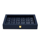 Oirlv Premium Blue Leather Jewelry Tray with 24 Grid Removable Jewelry Cards Jewelry Organizer Box with Transparent Acrylic Lid Necklace Pendant Display Case - color: Blue, size: 24 Gird with Inserts