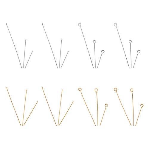 Craftdady 640Pcs Stainless Steel Open Eyepins Flat Headpins Ball Head Pins 2 Colors Metal Wire Needle Pin Set for Earring Pendant Jewelry Necklace Bracelet Making, 21 Gauge - color: 2 Colors, Mixed Pins