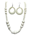 KZL Colorful Round Acrylic Beaded Jewelry Set for Women, Retro 80s Neon Dangle Earrings & Chunky Beaded Necklace, Costume Party Festival Accessories - color: White