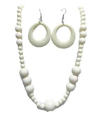 KZL Colorful Round Acrylic Beaded Jewelry Set for Women, Retro 80s Neon Dangle Earrings & Chunky Beaded Necklace, Costume Party Festival Accessories - color: White
