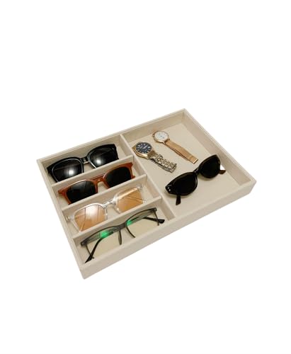 Large Beige Premium Quality Velvet Jewelry Display Box Tray Stackable Practical Trade Show Home Store Glasses Accessories (Multifunction Jewelry Tray) - color: Multifunction Jewelry Tray