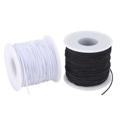Stretchy String for Bracelets, 2 Rolls 0.8mm,1 mm,1.5mm,330 Feet Sturdy Elastic String for Jewelry Making, Necklaces, Beading and Crafts (White Black (0.8mm)) - size: White Black (0.8mm)