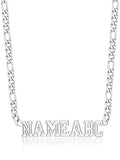 GoldChic JEWELRY Name Necklace Personalized for Men, Womens Custom Name Plate Chain, Stainless Steel Customized Old English Nameplate Choker with Curb Chains Custom, 16 inches to 30 inches - color: Figaro Chain 6 mm - Steel