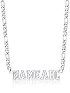 GoldChic JEWELRY Name Necklace Personalized for Men, Womens Custom Name Plate Chain, Stainless Steel Customized Old English Nameplate Choker with Curb Chains Custom, 16 inches to 30 inches - color: Figaro Chain 6 mm - Steel