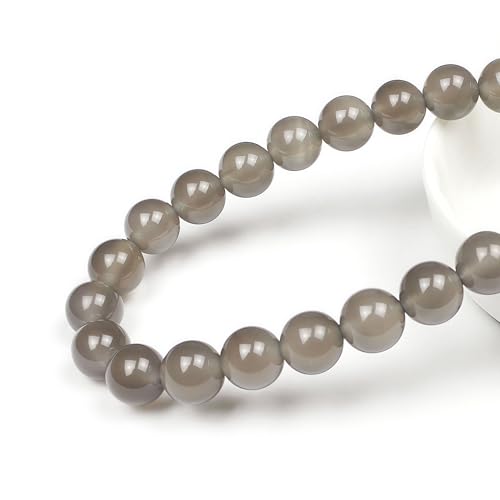 MJDCB 7A Natural Grey Agate Gemstone Round Stone Beads for Jewelry Making DIY Bracelet Necklace (8mm) - color: Gray Agate, size: 8mm
