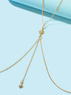 14K Gold Plated Body Chains for Women, Sexy Layered Belly Waist Chain Crossover Bikini Bra Chain, Summer Beach Rhinestone Body Jewelry - style: Gold Starlight