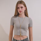 Gold Silver Necklace for Women Y Chain Adjustable Gold Long Necklaces Fashion Dainty Jewelry - color: gold E