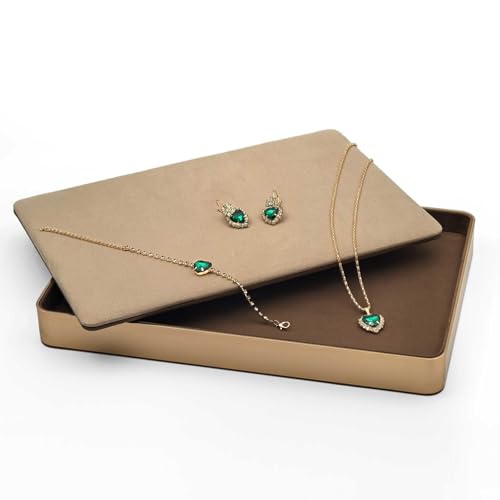 Metal Jewelry Tray, Valet Tray, Bedside Table and Desktop Organizer. It is Stackable and can be Used to Display Watches, Rings, Earrings and Bracelets（Brown） - color: Brown