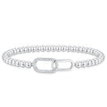Mothers Day Gifts - Beaded Bracelets for Women 14K Silver Gold Plated Stretch Handmade Ball Bracelets Cute Charm Bracelet Dainty Stackable Cross Heart Bow Wave CZ Circle Trendy Jewelry Easter Gifts - color: zirconia-square-silver