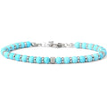 Ganbatte Handmade Beaded Bracelet, Natural Stone and Silver Stainless Steel, Boho Style Women's Jewelry - color: Turquoise