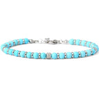 Ganbatte Handmade Beaded Bracelet, Natural Stone and Silver Stainless Steel, Boho Style Women's Jewelry - color: Turquoise