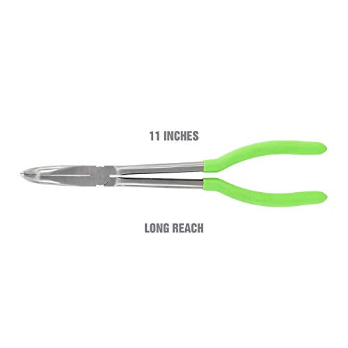 OEMTOOLS 22623 11" 90° Angled Long Nose Pliers – Rust Resistant, Heat-Treated Alloy Steel, Extended Reach for Automotive, Electrical, and Jewelry Work - style: 11 inch 90 degree long nose pliers