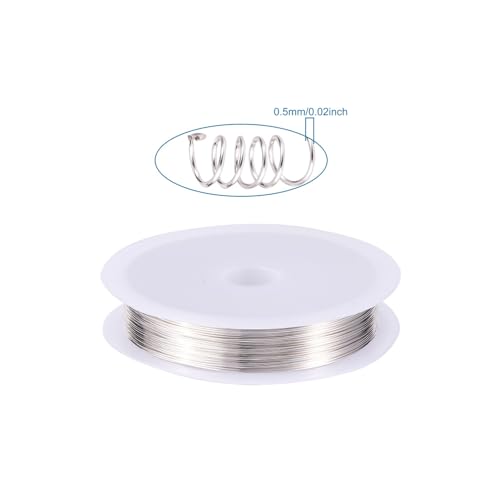 1 Roll 20.34 Feet(6.2m) 24 Gauge Round Copper Jewelry Bendable Wire Long-Lasting Plated Jewelry Wire Soft Artistic Wires Copper Metal Beading for Jewelry Making Crafts,Silver Color Plated - color: 24 Gauge,Silver Color Plated