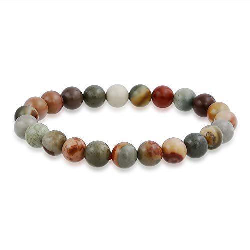 Bling Jewelry Natural Multi Color Semi Precious Gemstone Round Bead 8MM Strand Stackable Stretch Bracelet For Women Men Teen Unisex - color: Multicolor Set