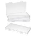 3pcs Mini Plastic Storage Box with Hinged Lid, 6.5x3.3in Clear Rectangle Dustproof Organizer Case Small Clear Plastic Storage Containers Box for Jewelry, Beads, Crafts, Game Pieces, Business Cards