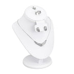 MOOCA White Leatherette Combination Display Jewelry Bust for Necklaces, Earrings, Rings - color: White PU Faux Leather