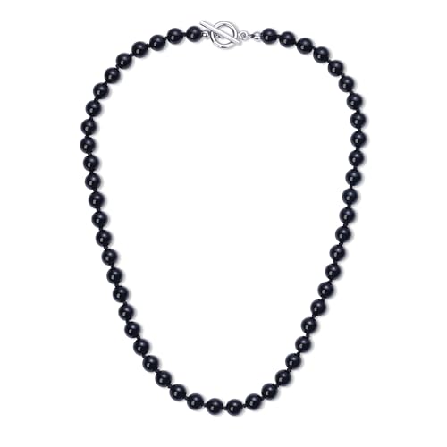 GAVU Hand-knotted Men's Beaded Necklace, Crystal Necklace for Men - color: Onyx, size: 24"
