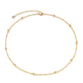 MEVECCO Dainty Gold Chain Choker Necklace 14K Gold Plated Handmade Boho Cute Tiny Beaded Link Choker Necklace Delicate Simple Minimalist Choker Necklace for Women - style: bead chain