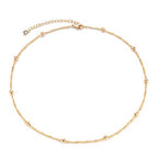 MEVECCO Dainty Gold Chain Choker Necklace 14K Gold Plated Handmade Boho Cute Tiny Beaded Link Choker Necklace Delicate Simple Minimalist Choker Necklace for Women - style: bead chain