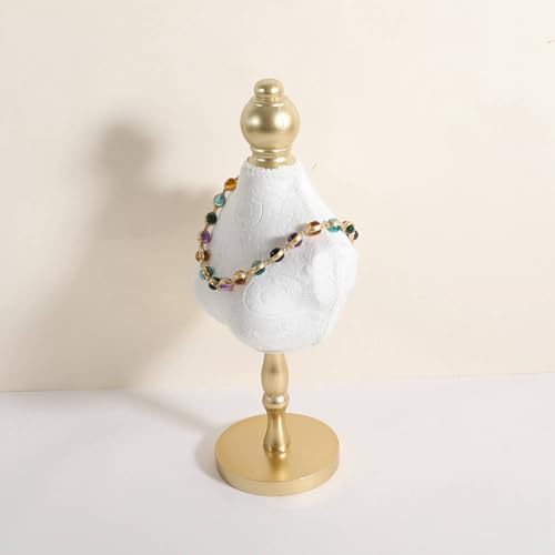 GemeShou Velvet necklace holder display stand, White jewelry necklace display for selling, necklace mannequin for jewelry, necklace bust jewelry display for Countertop【White-High version】 - color: White, size: High