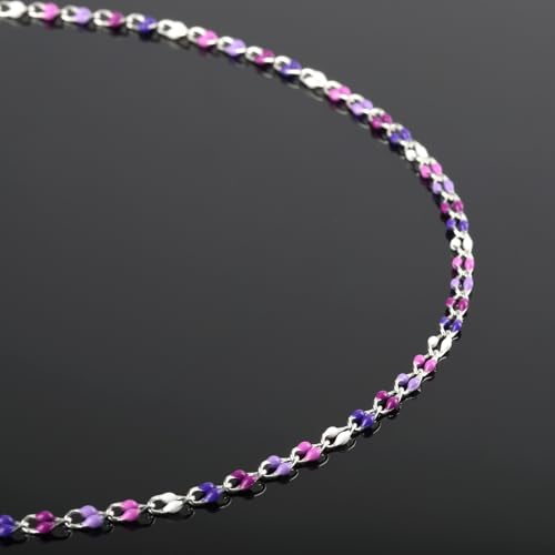 YOUBEIYEE 6.6 Feet Colorful Enamel Chain for Jewelry Making Silver Plated Brass Chains Bulk Women Necklace Bracelet DIY Jewelry Making Chain - color: Purple Mixed
