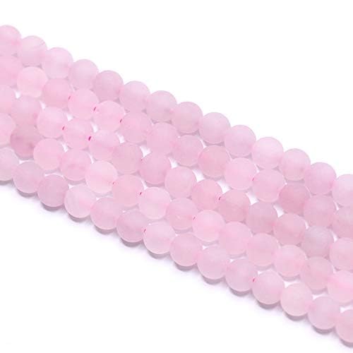 Natural Gemstone Loose Beads Matte Approxi 15.5 inch DIY Bracelet Necklace for Jewelry Making (8mm, Matte Rose Quartz) - color: Matte Rose Quartz, size: 8mm