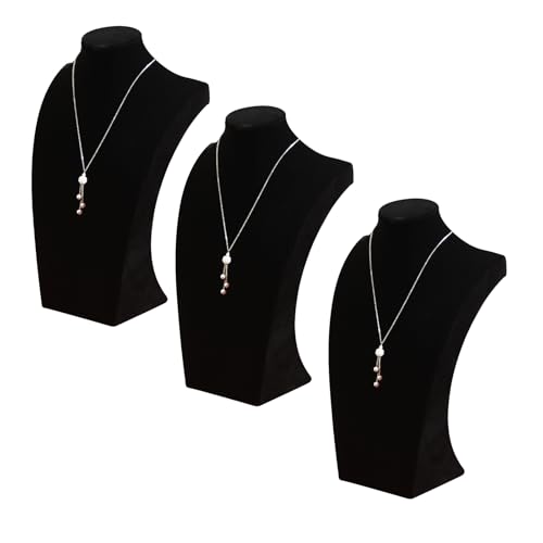 3Pcs Necklace Bust Stand for Selling, Black Velvet Necklace Display Holder, Jewelry Necklace Organizer Rack for Shop Store Exhibition Show (11"Height) - color: Black Velvet, size: 11" Height (3pc)