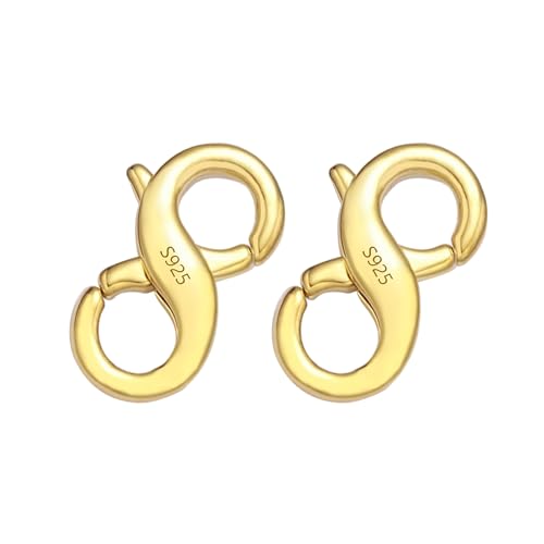 Double Opening Lobster Clasps Closure, 2 Pcs Necklace Bracelet Extender Clasp and Closures S925 Sterling Silver Neckalces Connector for Bracelets Anklet DIY Jewelry Finding Supplies (Gold) - color: Gold, size: 5.7*11.7mm