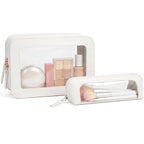LETGO Clear Makeup Bag Set,Portable Clear Makeup Bag Waterproof Travel Makeup Brushes Bag Makeup Pouch TSA Approved Toiletry Bag Women Traveling Car Accessories for Girls (Dual Beige) - color: Dual Beige