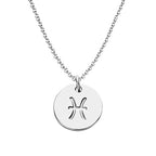 925 Sterling Silver Zodiac Necklace Disc Charm Necklace Gift for Your Wife Girlfriend or Family Member - style: Pisces
