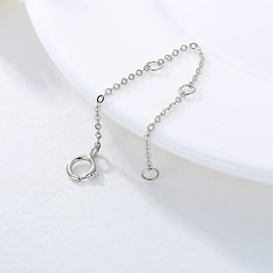14K Gold Chain Extender for Women, Yellow Gold/White Gold/Rose Gold Adjustable Gold Necklace Anklet EXtension Chain, Available in 2/3/4 Inch - color: White Gold, size: 3 Inch