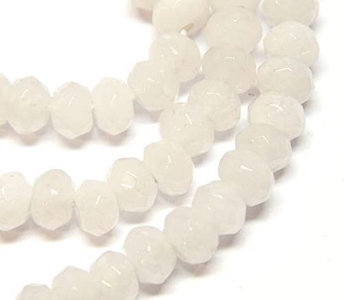 Perlin Agate & Jasper Gemstone Strand Beads 4 mm Rondelle 110 Pieces Jewellery Beads Semi-Precious Stone for Jewellery Necklace Bracelet Earrings (White Agate) - color: White Agate