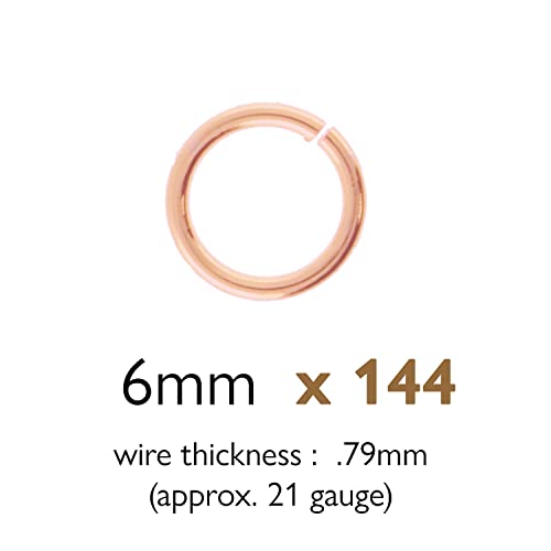The Beadsmith Open Jump Rings – 6mm, Rose Gold Plated, 20-Gauge Wire Thickness, 144 Pieces – Findings for Making Keychains, Charms, Chain Mail and Body Jewelry - color: Rose Gold, size: 6mm - 18 Gauge