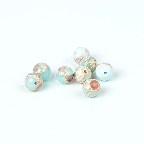100Pcs Natural Stone 6mm Azure Imperial Jasper Round Loose Gemstone Energy Healing Beads Hole Size 1mm DIY Smooth Beads for Bracelet Necklace Earrings Jewelry Making - color: Azure Imperial Jasper, size: 6mm