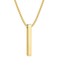 Fiusem Pendant Necklace for Men, Silver Tone/14k Gold Plated/Black Mens Pendant Necklaces with 2.5 mm Box Chain, Stainless Steel Bar Chain, 18-28 Inches - color: gold, size: 26 Inches, style: Pierced Rectangle