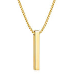 Fiusem Pendant Necklace for Men, Silver Tone/14k Gold Plated/Black Mens Pendant Necklaces with 2.5 mm Box Chain, Stainless Steel Bar Chain, 18-28 Inches - color: gold, size: 28 Inches, style: Pierced Rectangle