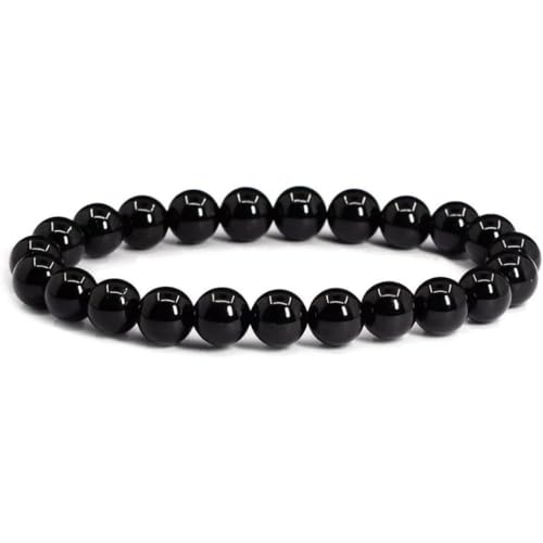 Natural Black Onyx Bracelet for Men & Women, 8mm Genuine Black Stone Beaded Bracelet, Stretch Protection Crystal Bracelet, Anxiety Relief, Gift