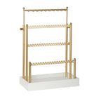 Tirzah 3-Tier Adjustable Earring Necklace Holder Organizer Stand, Gold Jewelry Display Tree with 105 Slots, 10 Double-Sided Hooks, White Tray for Women, Girls - color: Gold & White, for Necklace Earring
