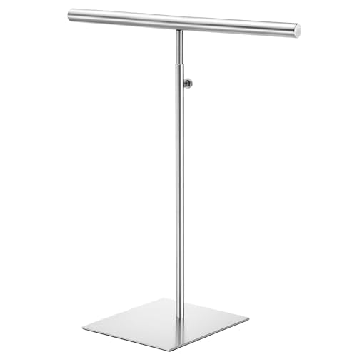uxcell Necklace Display Stand Adjustable Height Jewelry Rack T Bar Tabletop Purse Holder for Home Boutique Store - Silver - color: Silver